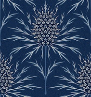 Maximalist thistle monochrome blue ridge wallpaper