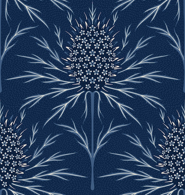 Maximalist thistle monochrome blue ridge