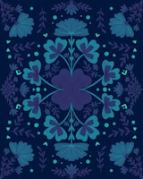 Flowers and clovers in blue carta da parati