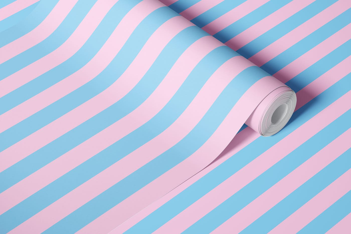 Rosa and blue vertical stripes wallpaper roll