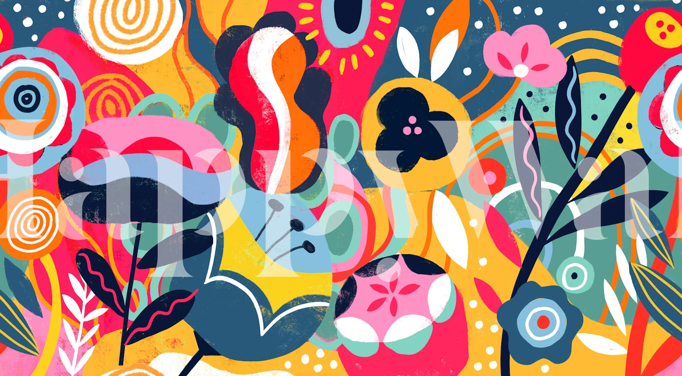 Vibrant květinové tapety v místnosti