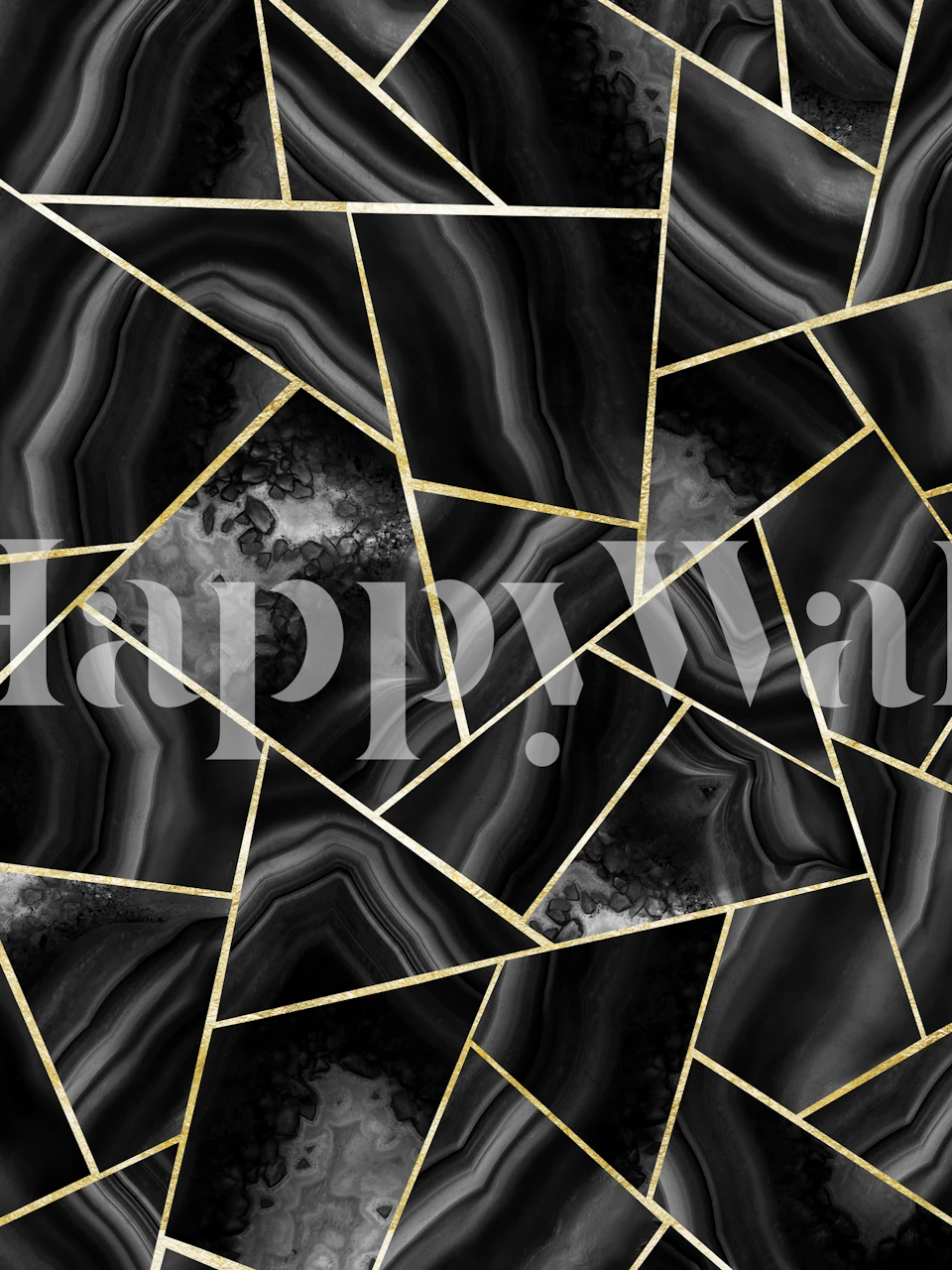 Geometric black and gold pattern wallpaper