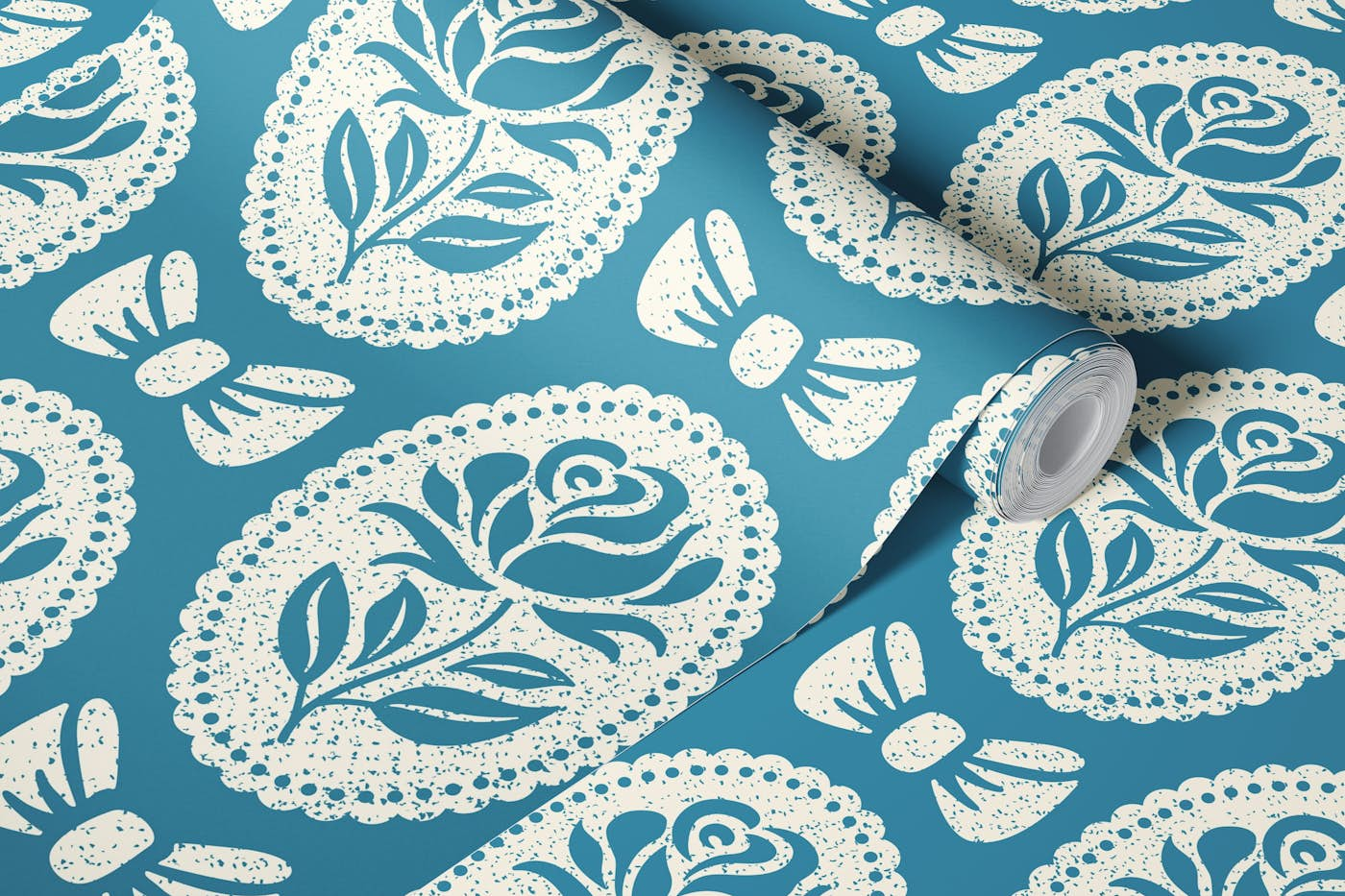 Vintage roses pattern, blue / 3011 A wallpaper roll