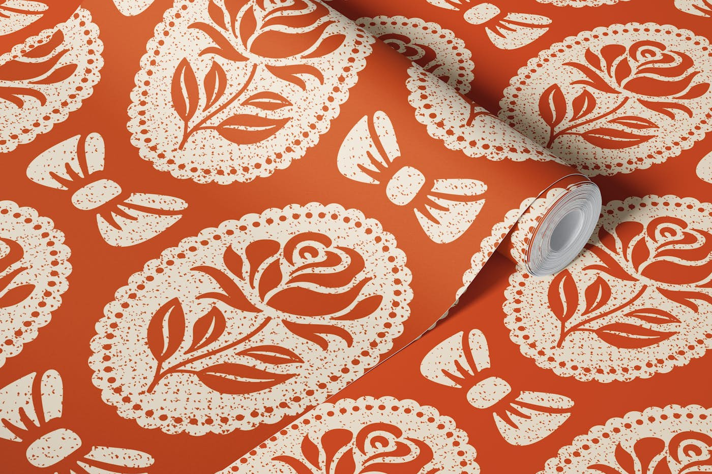 Vintage roses pattern, terracotta / 3011 B wallpaper roll