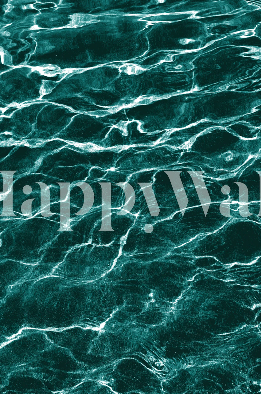 Serene ocean surface wall mural with sunlight patterns