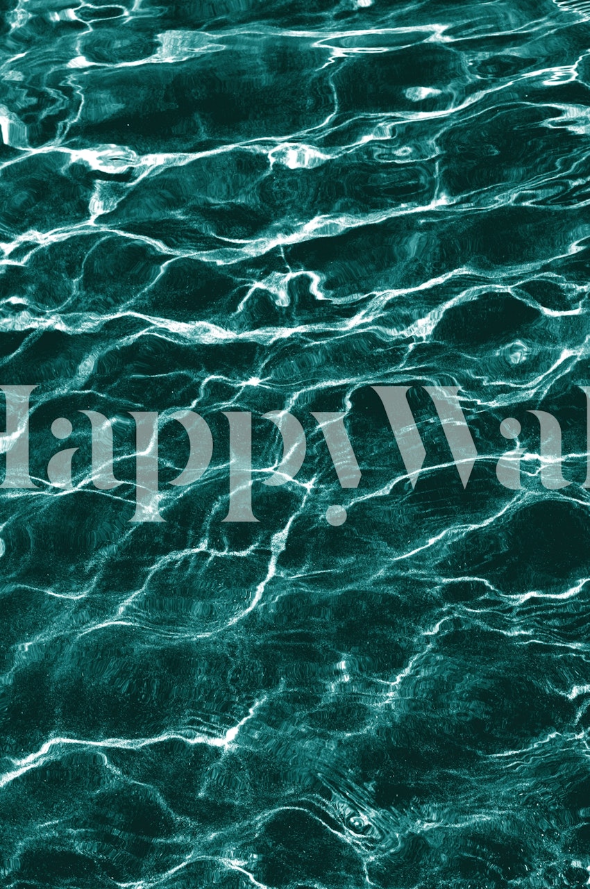 Serene ocean surface wall mural with sunlight patterns