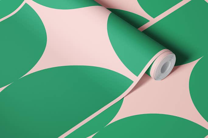 Semicircles 2 Big - Pink and Green - Verticalwallpaper roll