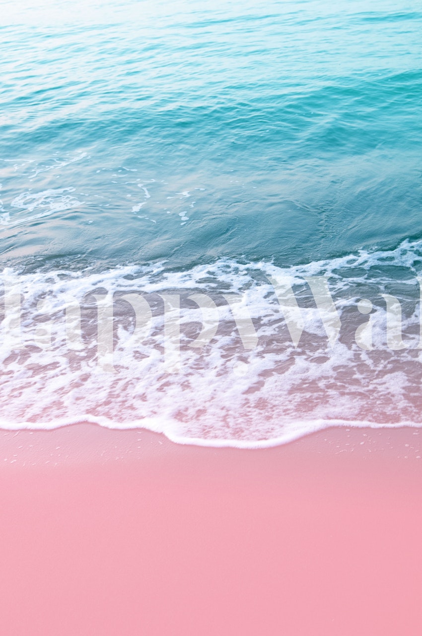 Mural de pared Pink Ocean Beauty Dream con aguas serenas y una relajante costa rosa