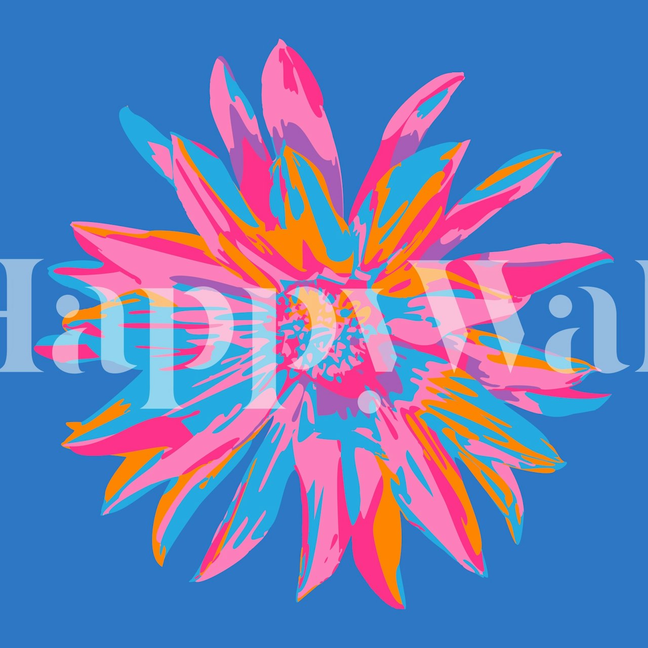 Dahlia Bursts Abstract Floral Wallpaper Huoneessa