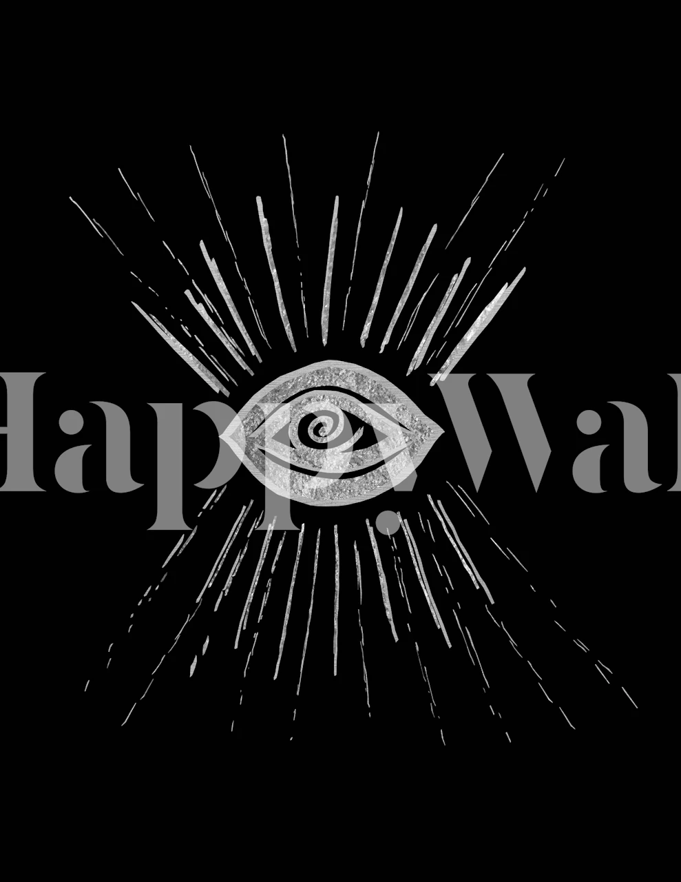 Evil Eye Silver on Black wallpaper in a room