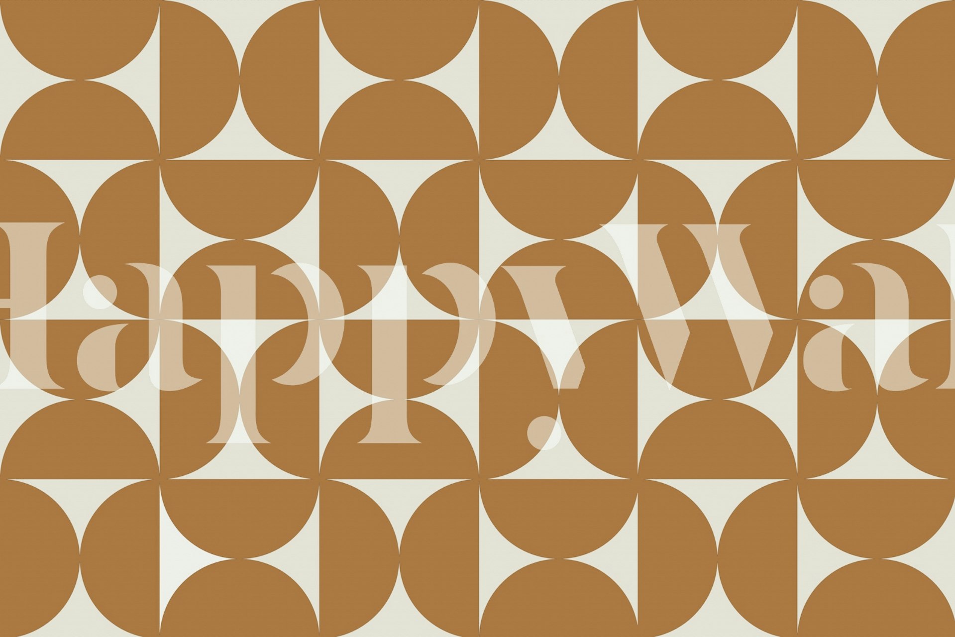 Geometric brown and white pattern wallpaper