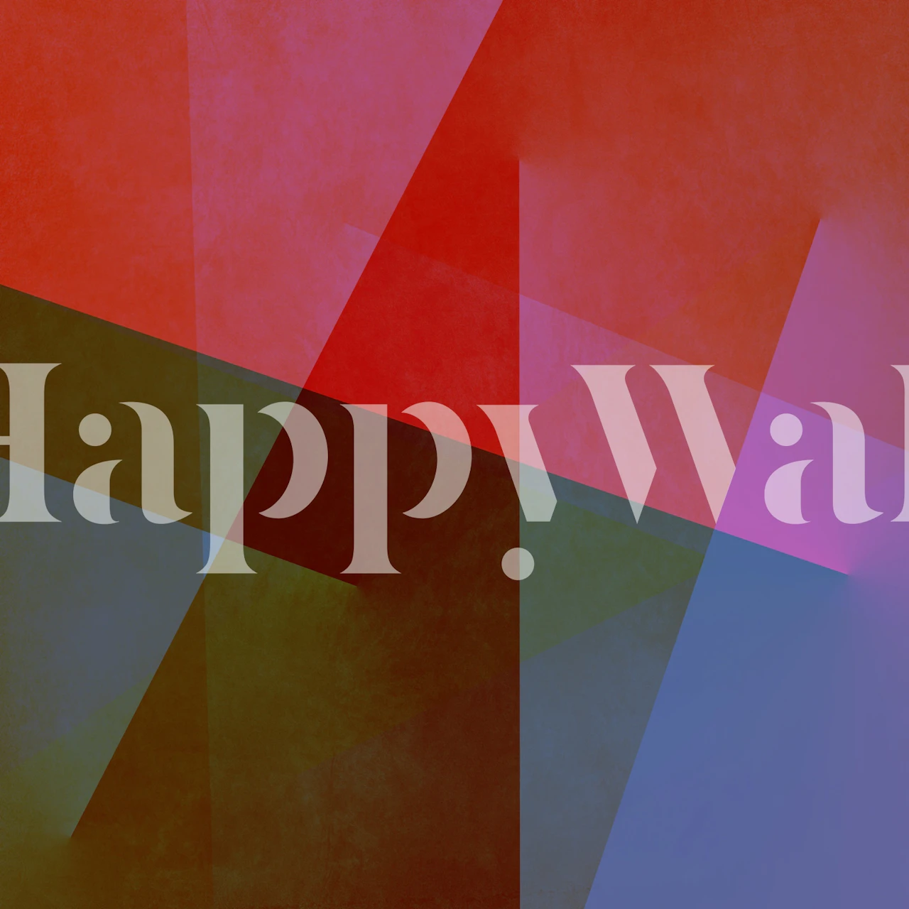 Geometric Concept 47 wall mural featuring interlocking shapes in red, orange, and olive tones