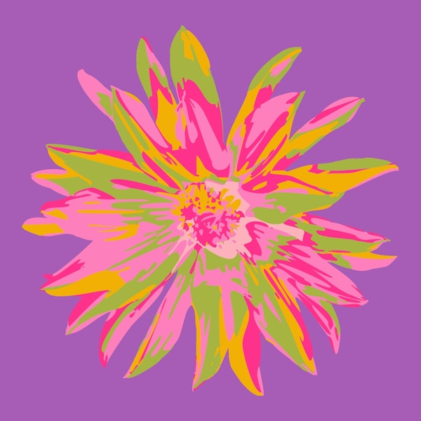 DAHLIA BURSTS Abstract Floral Single - Violet