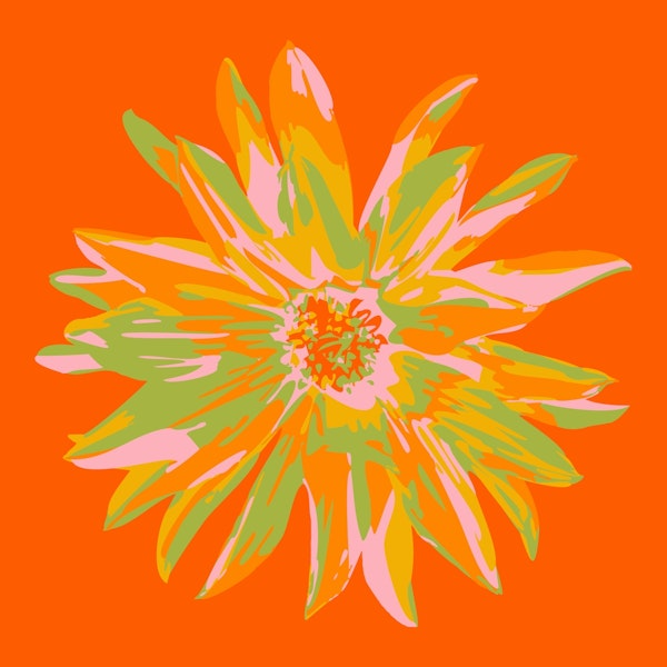 DAHLIA BURSTS Abstract Floral Single - Orange