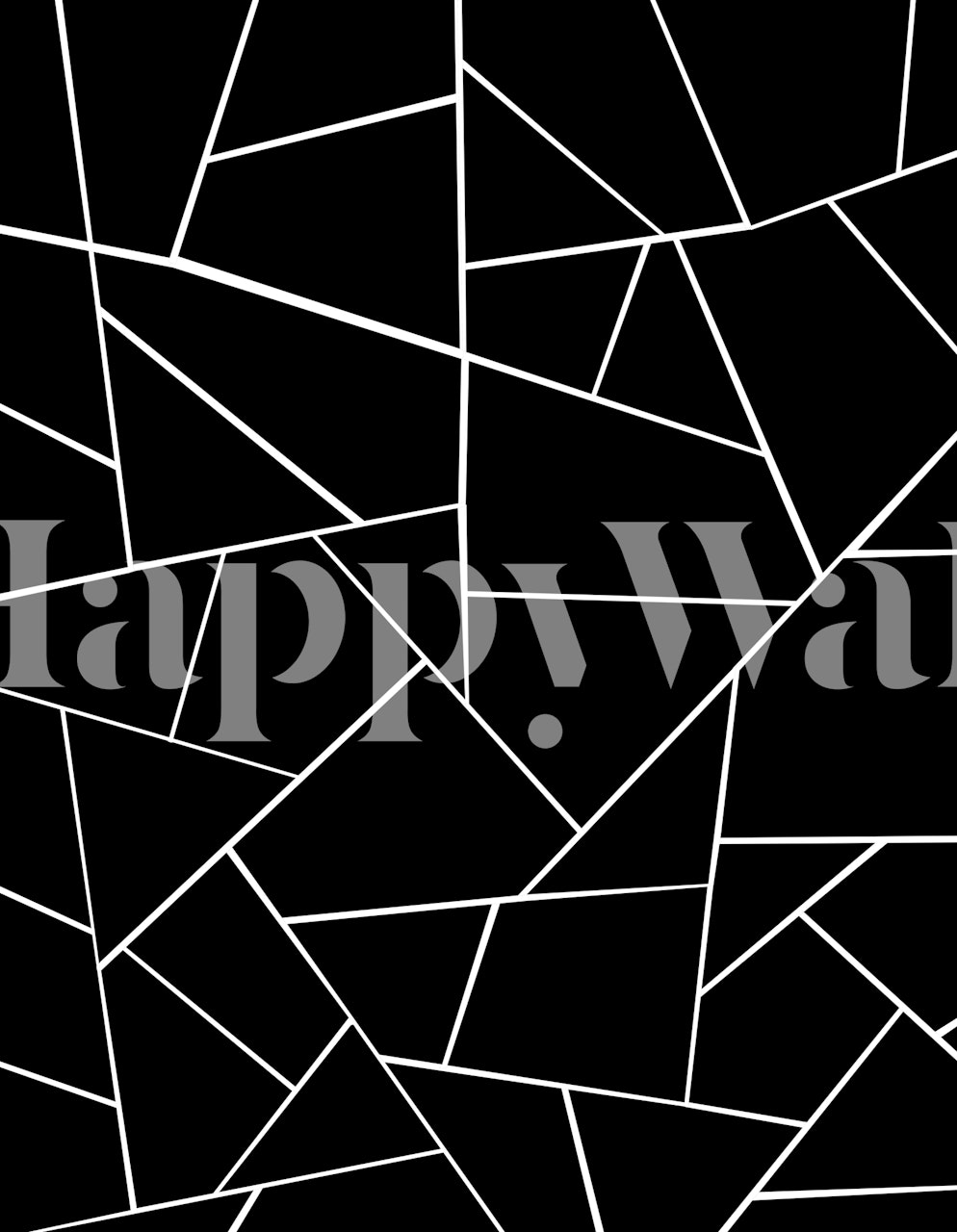 Black and white geometric pattern wall mural with sharp lines and angles creating a modern look.