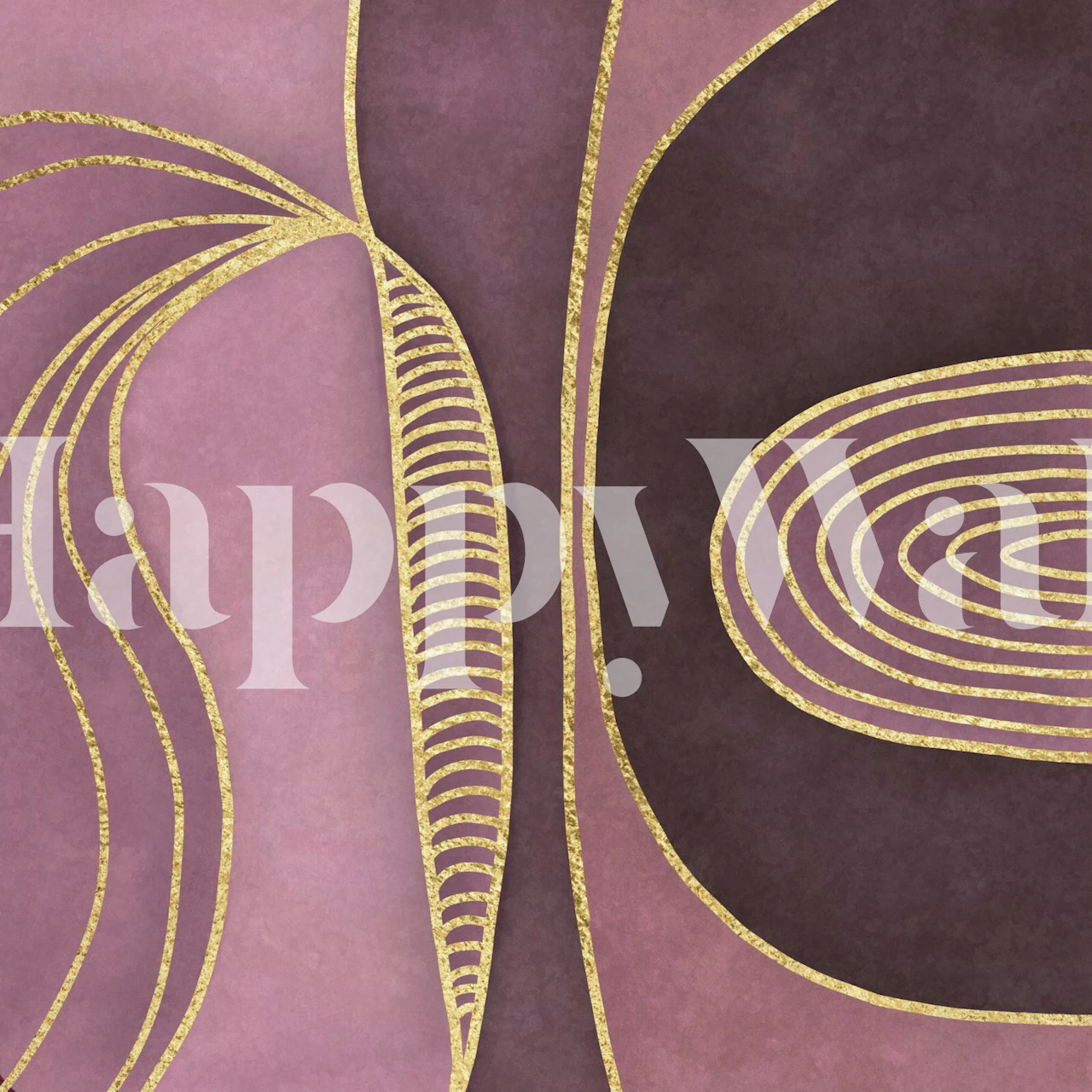 Geometric shapes in rose quartz and gold tones wallpaper