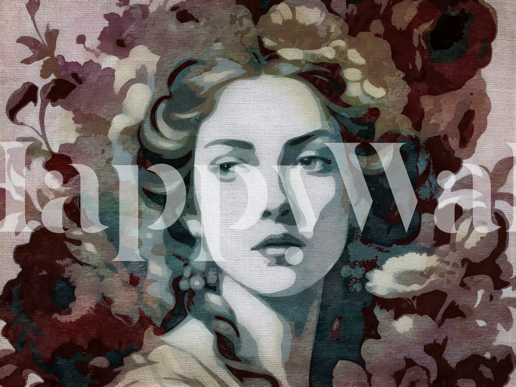 Autumn Jungle Lady Portrait wallpaper in a room