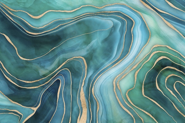 Marble Reverie Teal Gold
