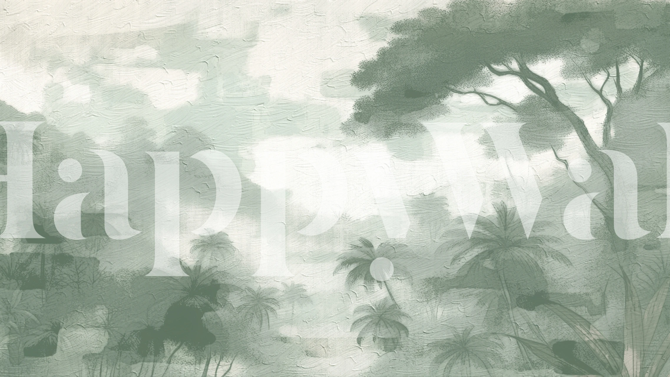 Moody monochrome vintage jungle scene wall mural