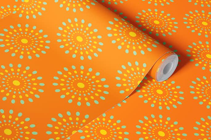 SPLASH Retro Mid-Century Abstract Dots Orangewallpaper roll