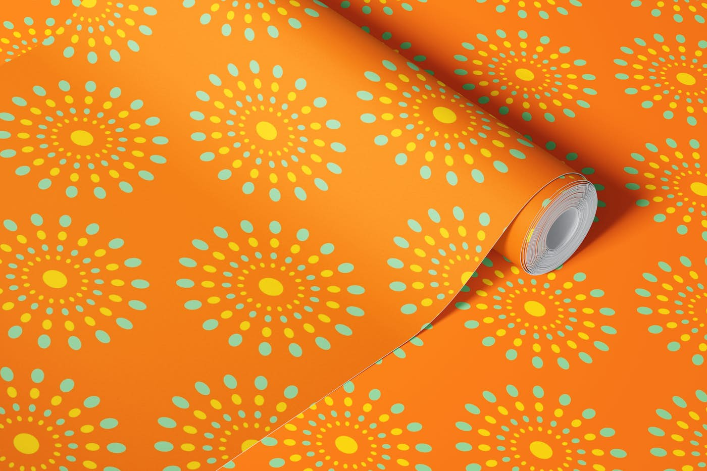 SPLASH Retro Mid-Century Abstract Dots Orange wallpaper roll