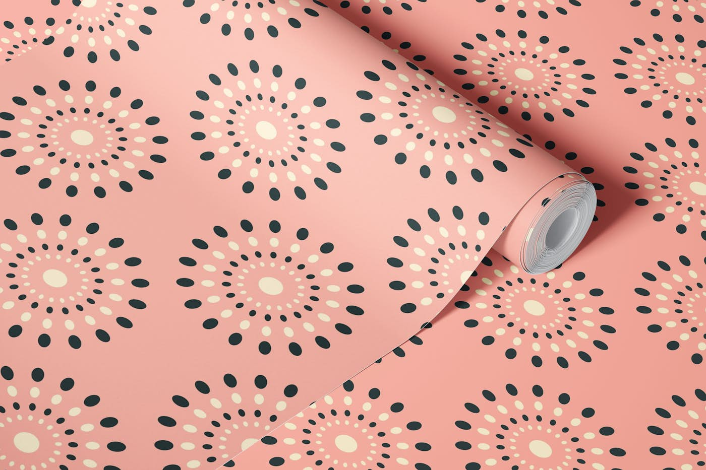 SPLASH Retro Mid-Century Abstract Dots Pink wallpaper roll