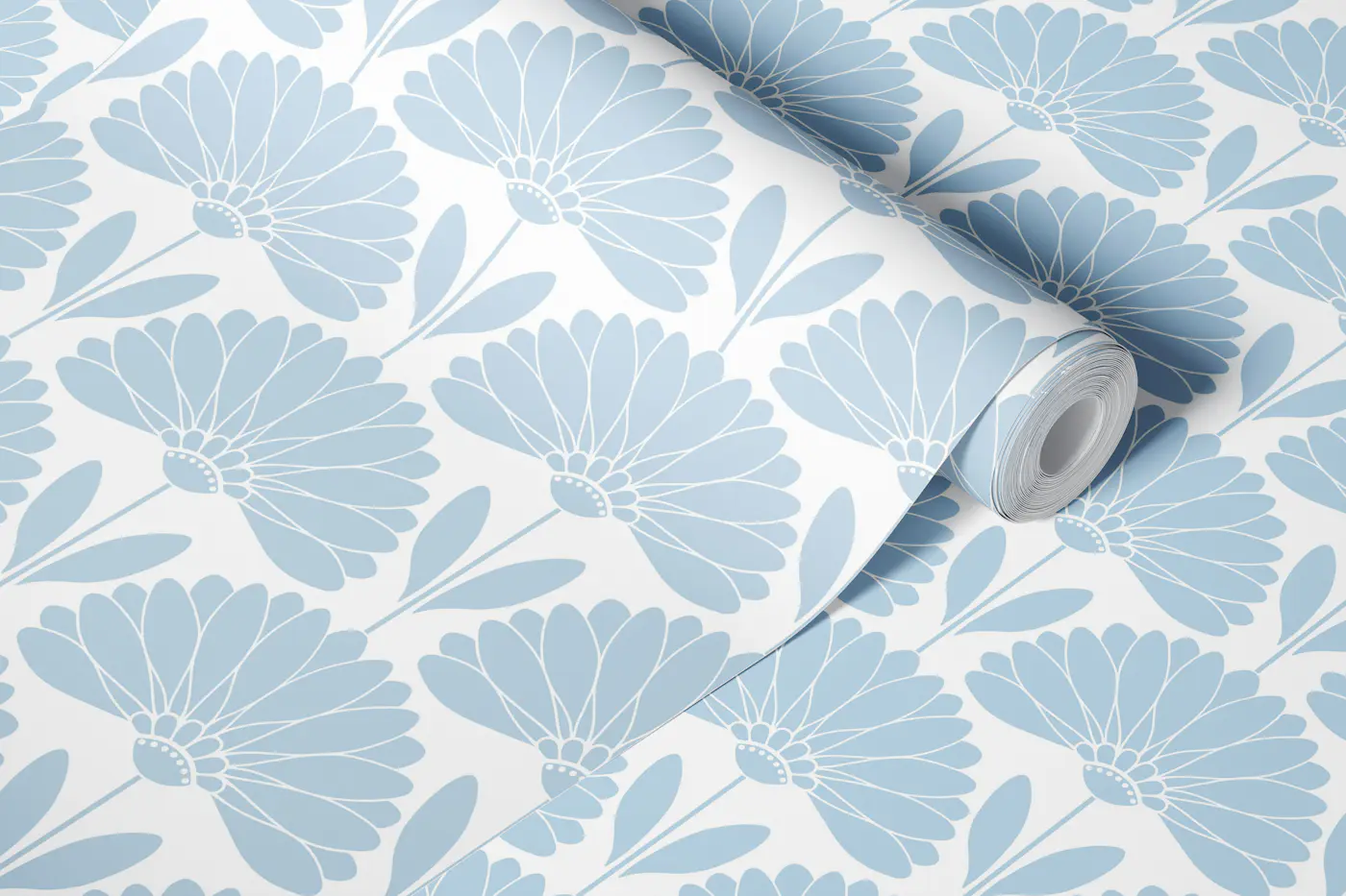 Air Blue and White Daisies 1 - Medium wallpaper roll