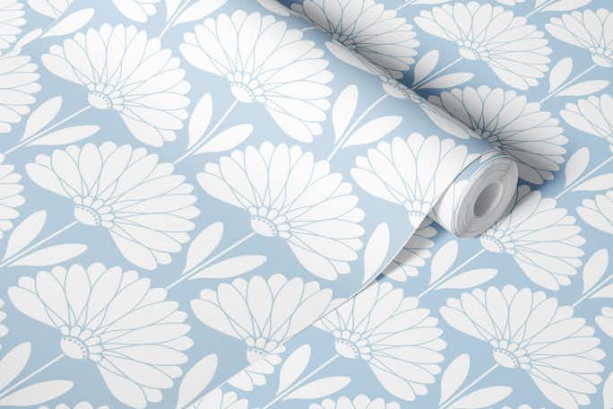 Daisy - Air Blue and White - Mediumwallpaper roll