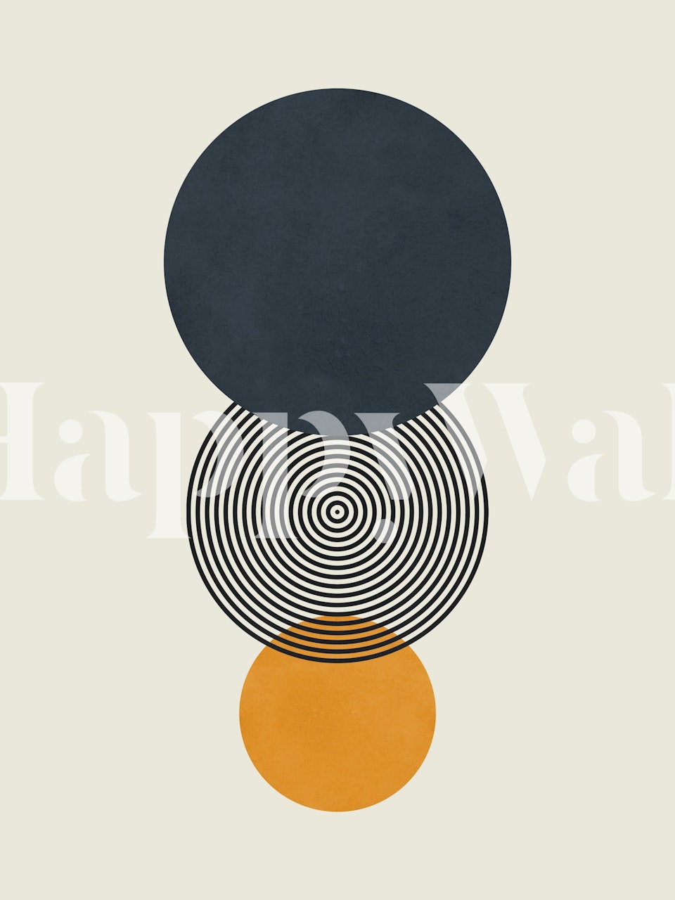 Navy, orange, and black geometric circles design wallpaper