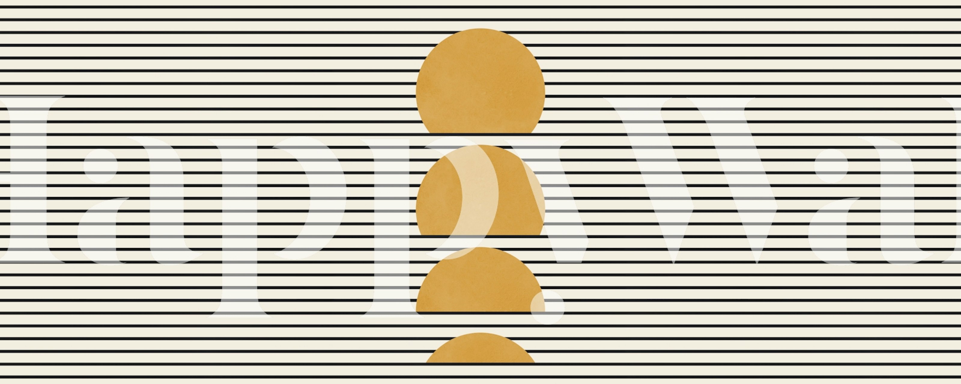 Abstraktní minimalistická fototapeta při západu slunce se zlatými tóny a vodorovnými liniemi