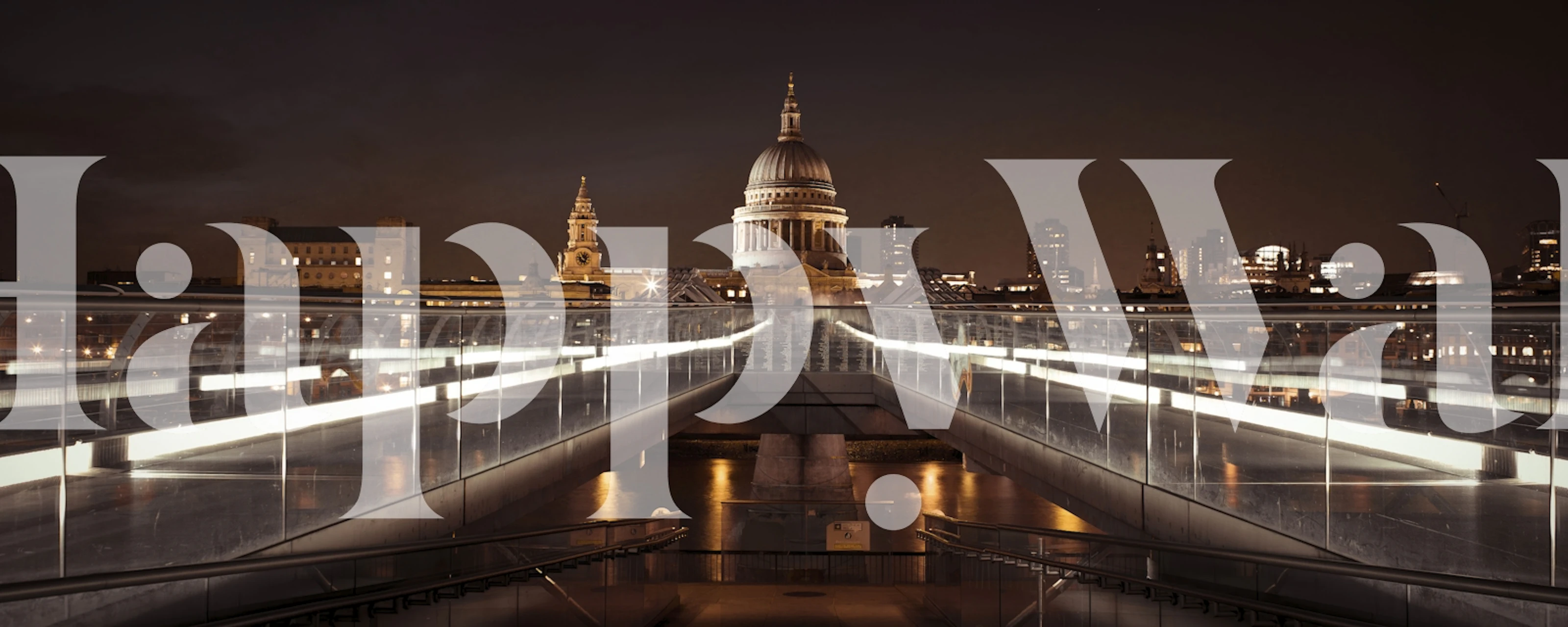 Millennium Bridge at night with St. Paul's Cathedral in the background wall mural