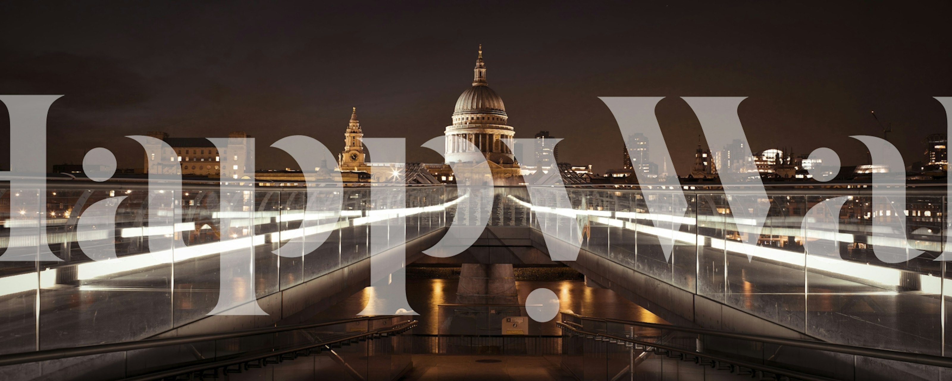 Millennium Bridge at night with St. Paul's Cathedral in the background wall mural