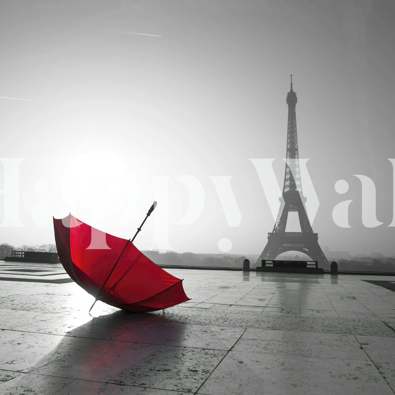 Umbrella Scene in Paris wallpaper design