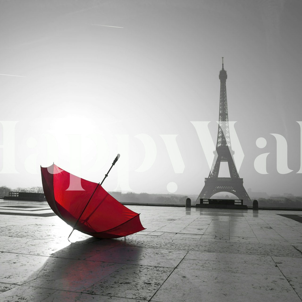 Umbrella Scene in Paris wallpaper design