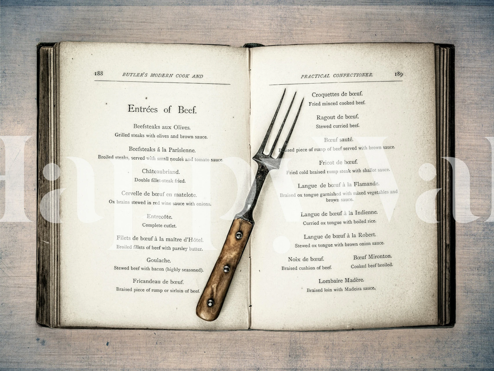 Old cookery book design tapeta u sobi