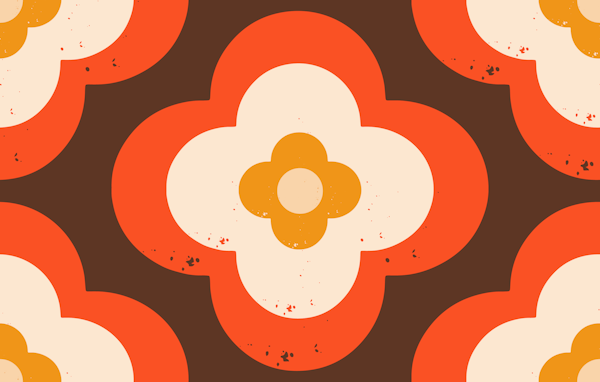 Mod 70s Flower Daisy Orange - Mid Century