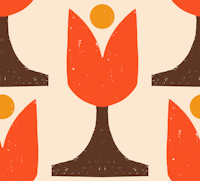 Mod 70s Flower Tulip Vanilla Brown ταπετσαρία