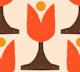 Mod 70s Flower Tulip Vanilla Brown