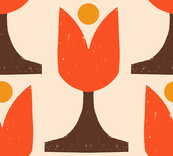 Mod 70s Flower Tulip Vanilla Brown