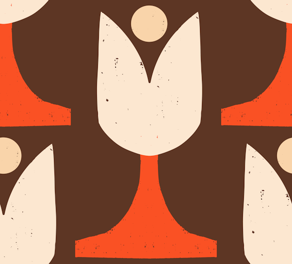 Mod 70s Flower Tulip Brown