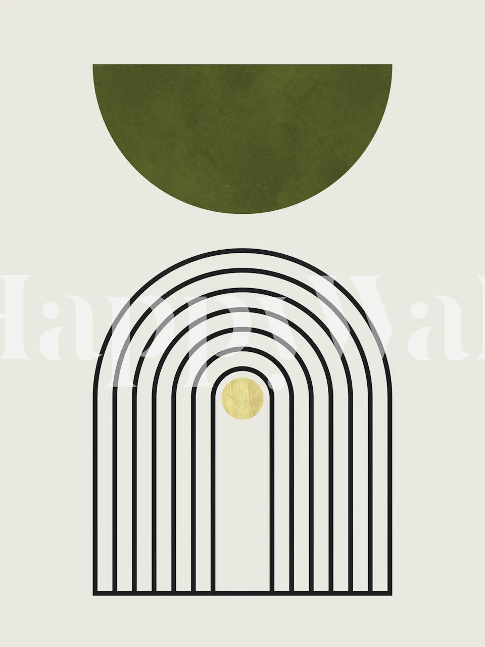 Green and black curved arch design on light background wallpaper