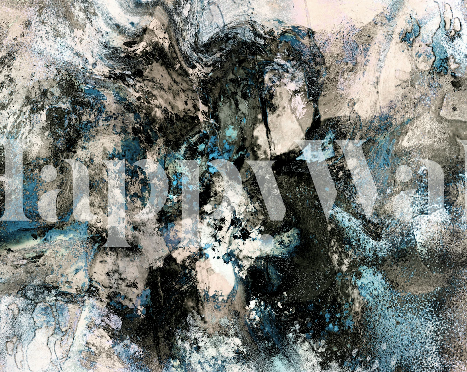 Carta da parati murale in marmo grunge con una miscela di motivi astratti blu, grigi e bianchi