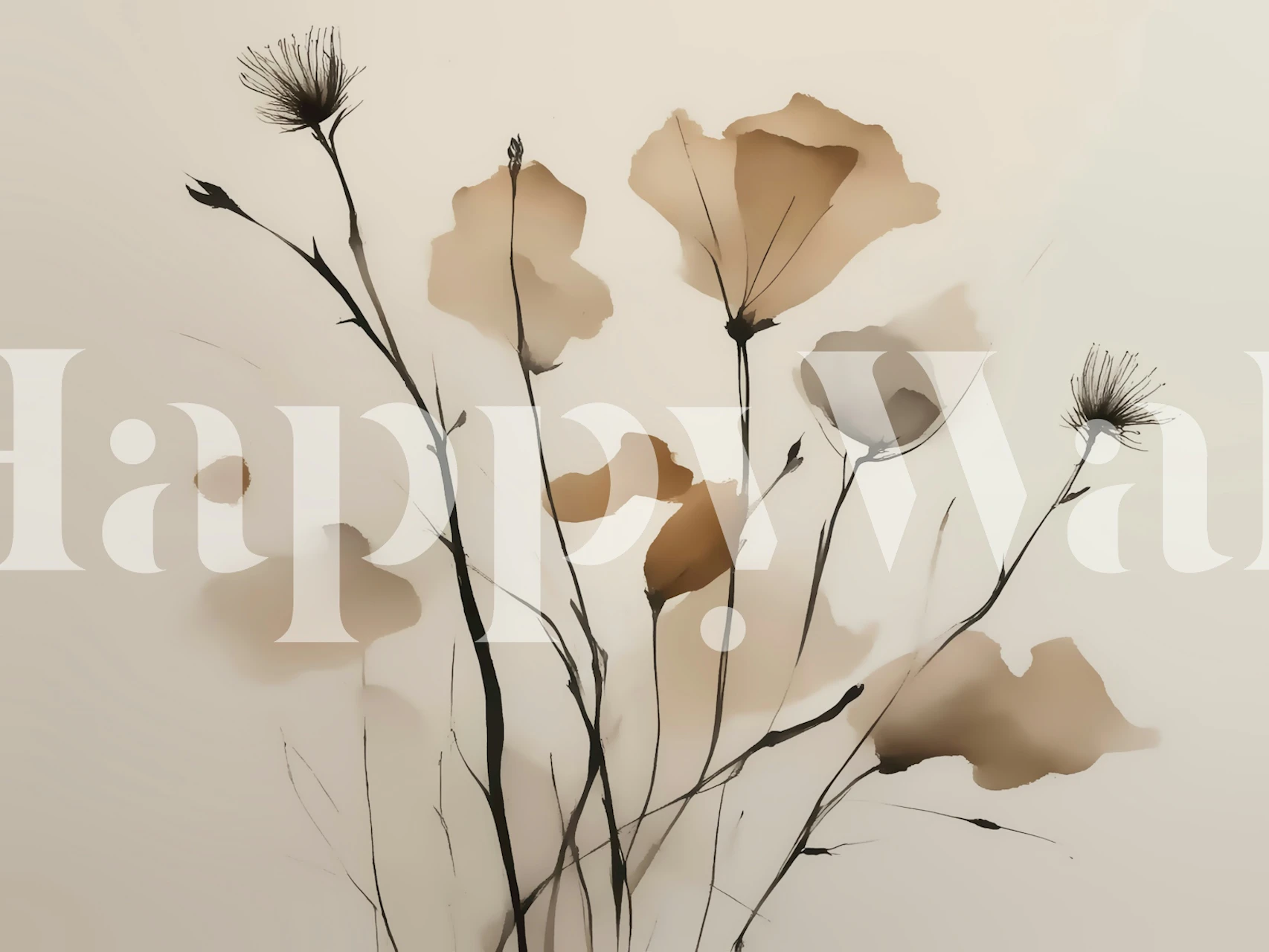 Tapeta Japanese Flowers v stylovém pokoji