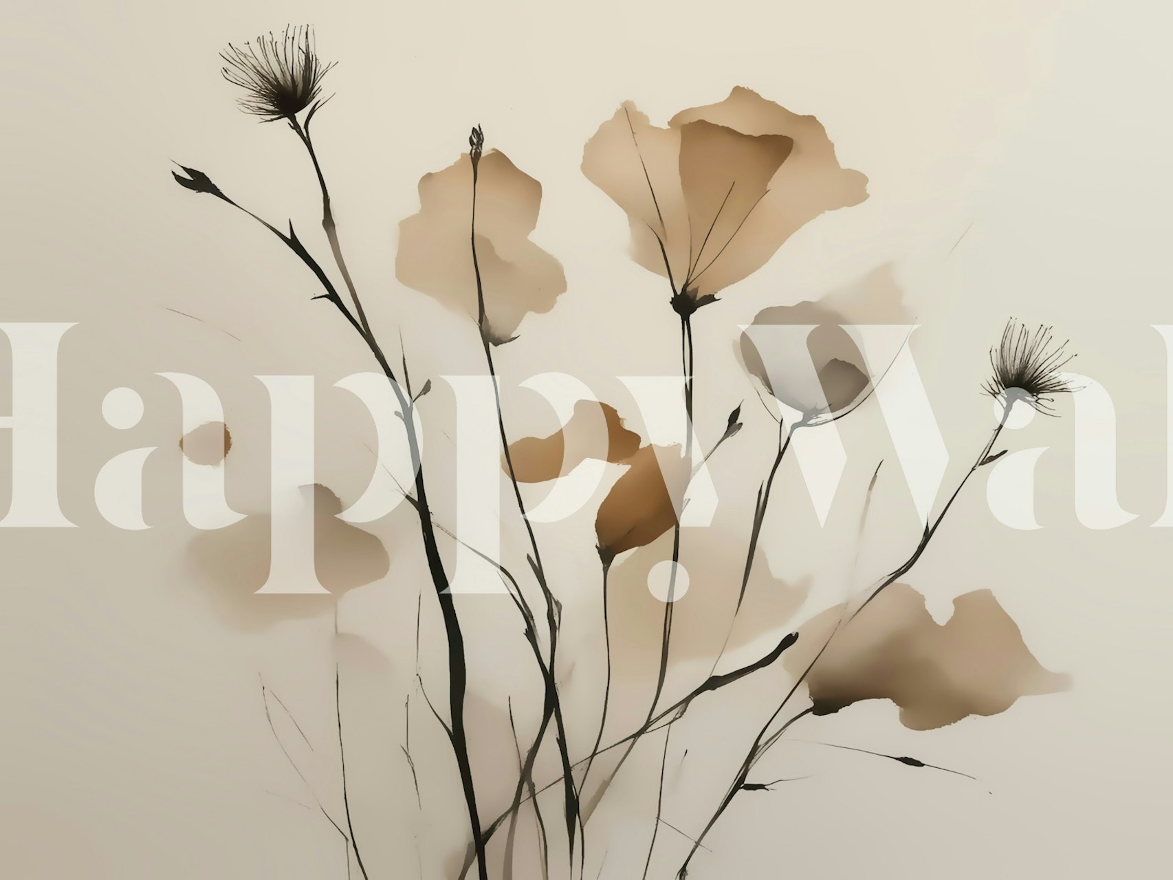 Tapeta Japanese Flowers w stylowym pokoju