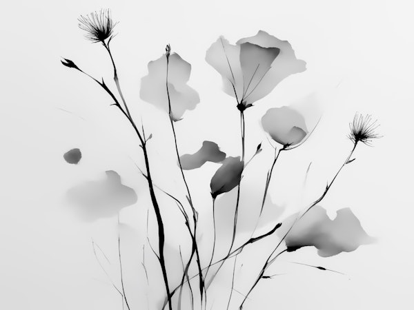 Japanese Meadow Black White