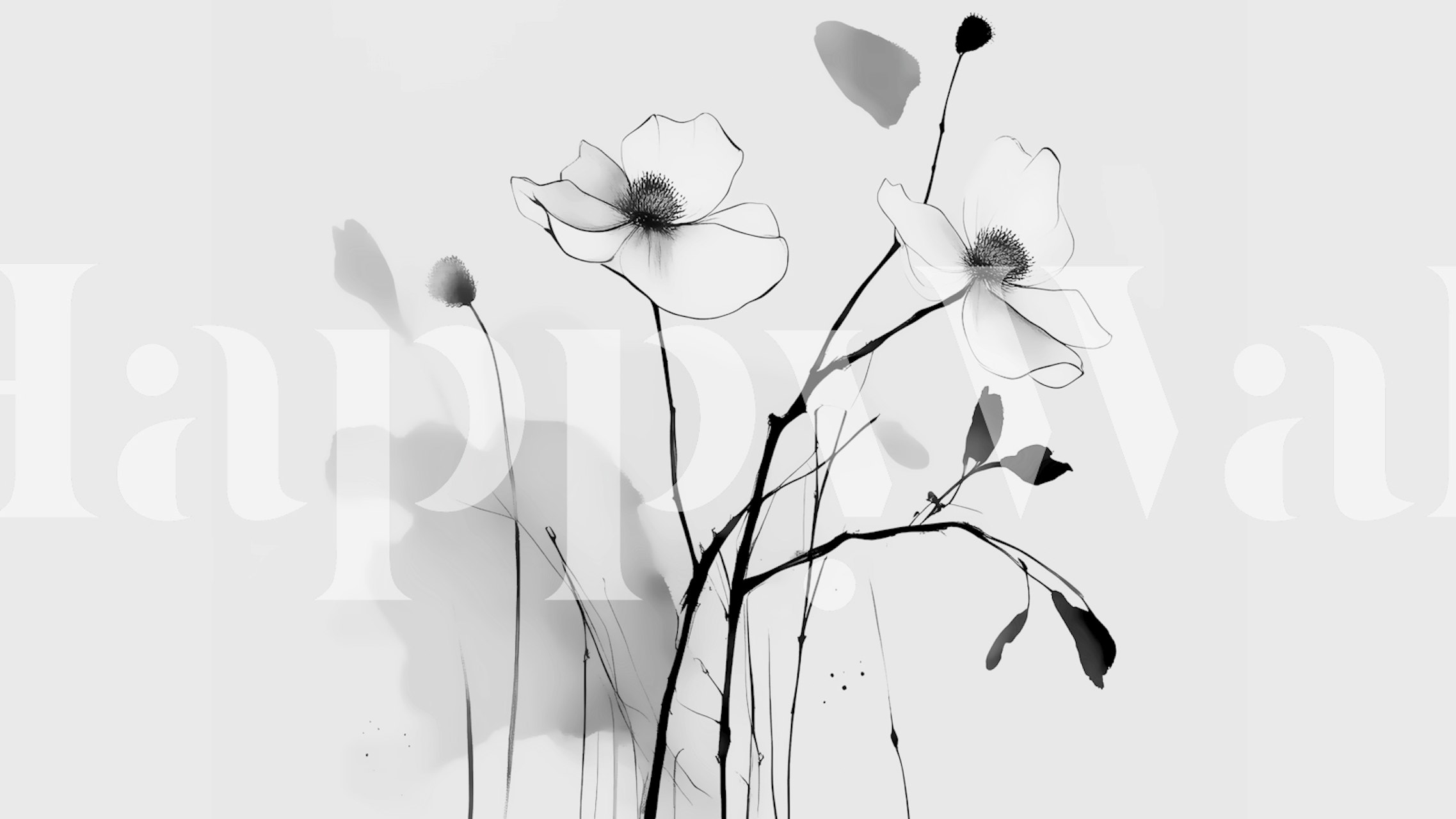 Japandi Floral wallpaper displayed in a room