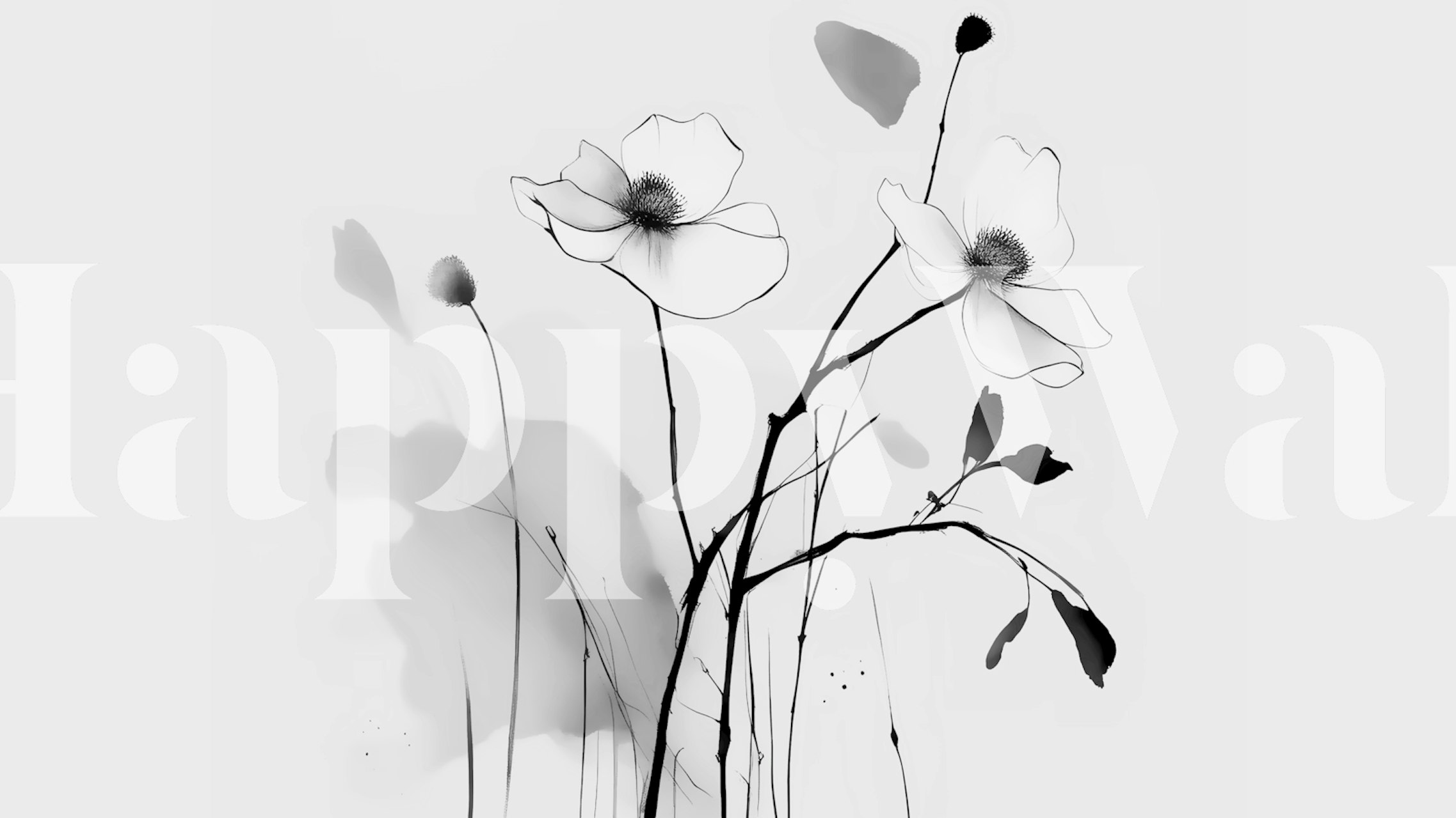 Ταπετσαρία Japandi Floral εκτεθειμένη σε δωμάτιο