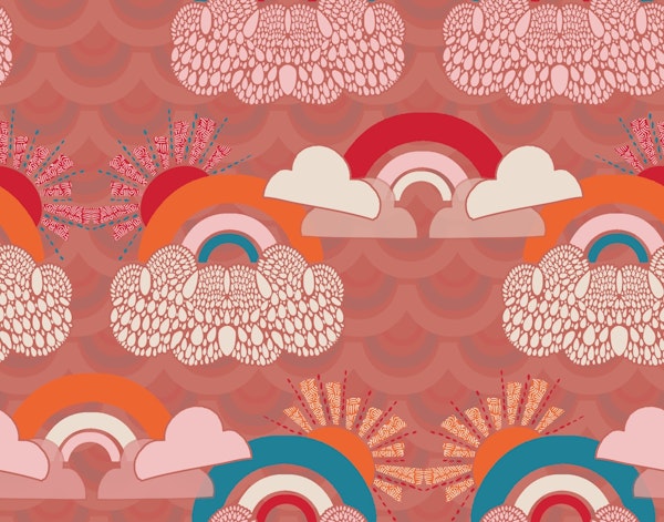 Rain Clouds + Rainbows - Deep Salmon