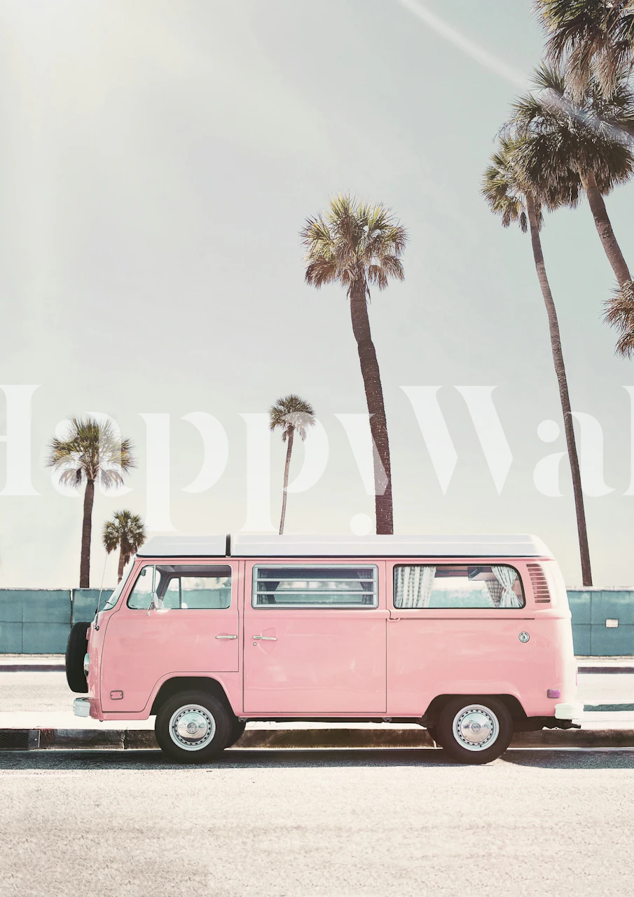 Pink van wallpaper in a modern room