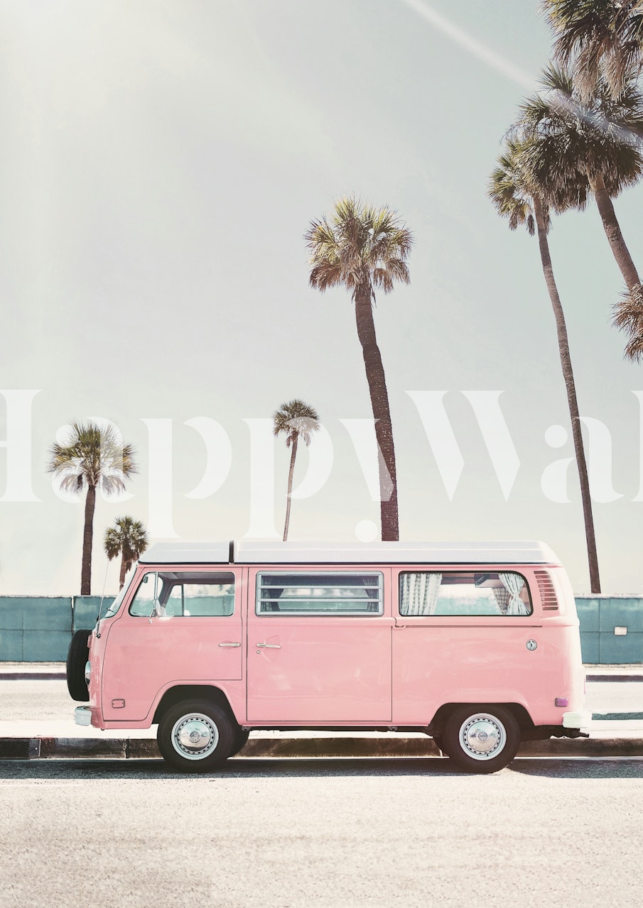 Papier peint Pink Van dans une pièce moderne